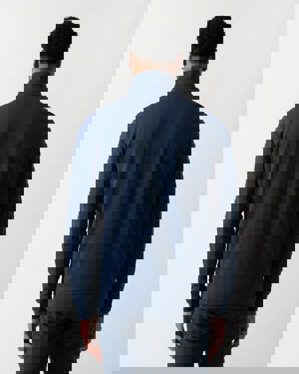 Back shot of a Model wearing a BOSS Orange Zestart Mens Full Zip Sweatshirt  in Open Blue