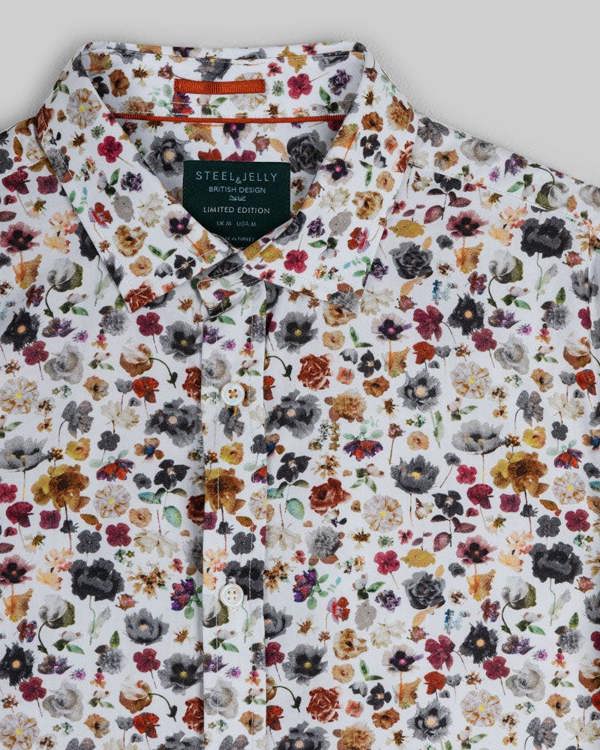 Steel & Jelly Limited Edition White Multi Floral Slim Fit Shirt
