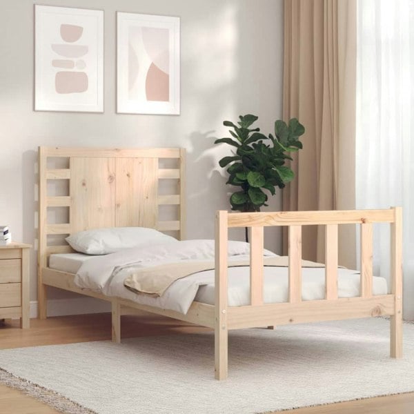 Berkfield Bed Frame with Headboard Single Solid Wood