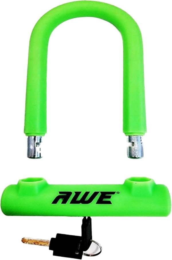 Awe Silicone Hardened Steel 130mm x 210mm Bike/Bicycle Shackle U Lock with Keys
