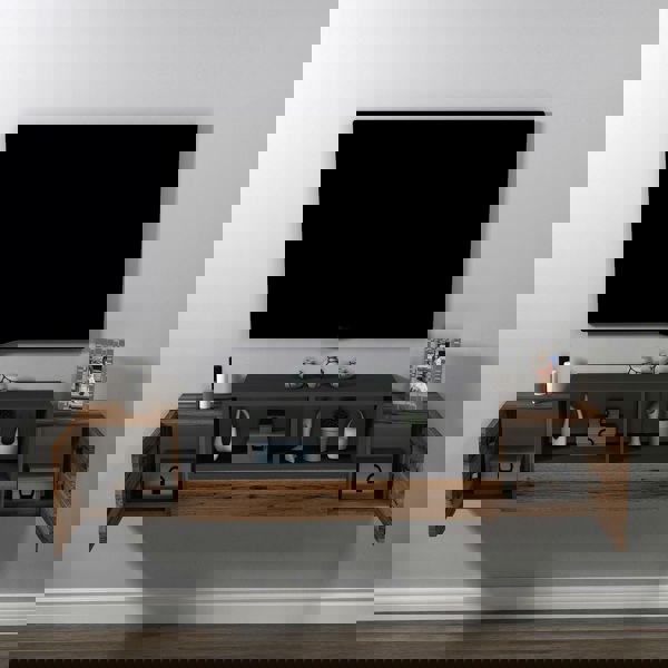 Destina Home Morica Floating TV Stand with Shelves and Cabinets