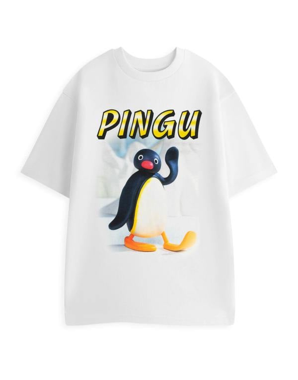 Pingu Unisex White Wave Short Sleeved T-Shirt