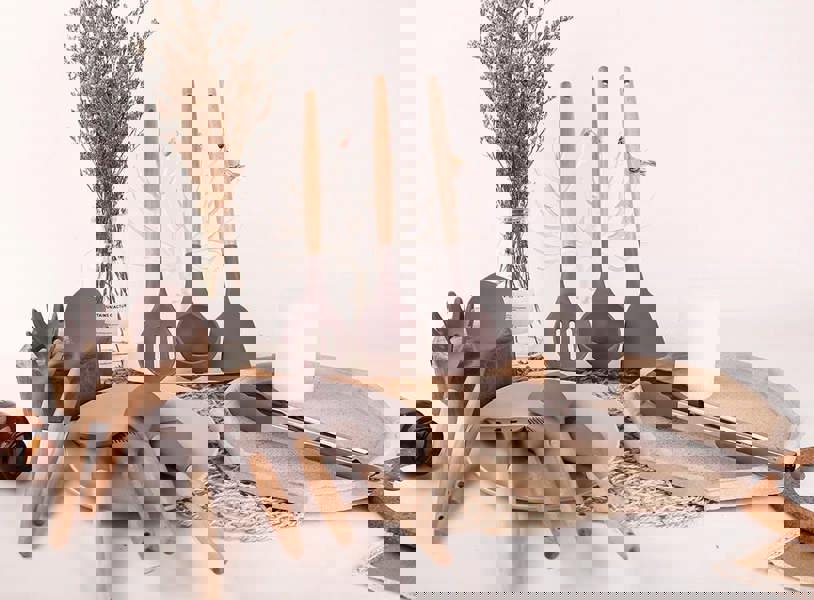 Anygleam Kitchen Utensils 11 Set Natural Beech Wooden Handle Cookware Tool with Storage Heat Resistant Non Stick Accessories