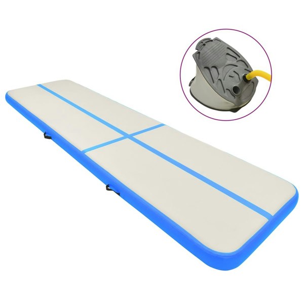 Berkfield Inflatable Gymnastics Mat with Pump 600x100x20 cm PVC Blue
