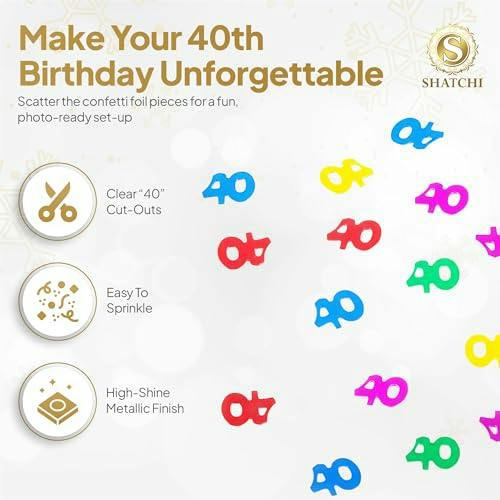 40th Birthday Multicolour Foil Confetti Pack | 1, 2 or 4 Packs for Party Tables image 4