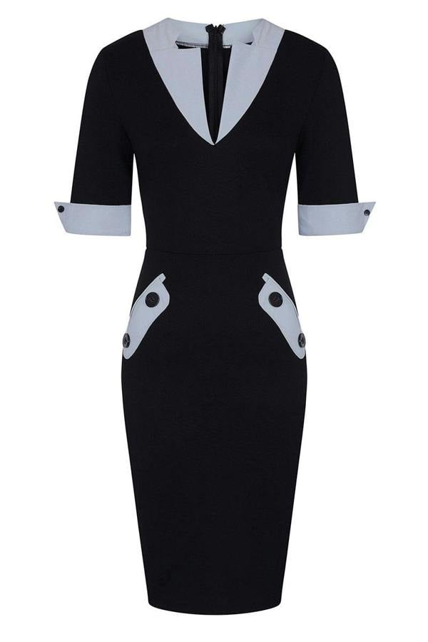 HotSquash Contrast Collar Short-Sleeved Dress