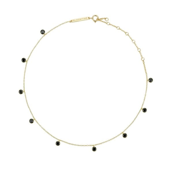 BLOOMTINE Illuminess™ 18K Solid Gold Black Diamond Anklet | Droplet Anklet