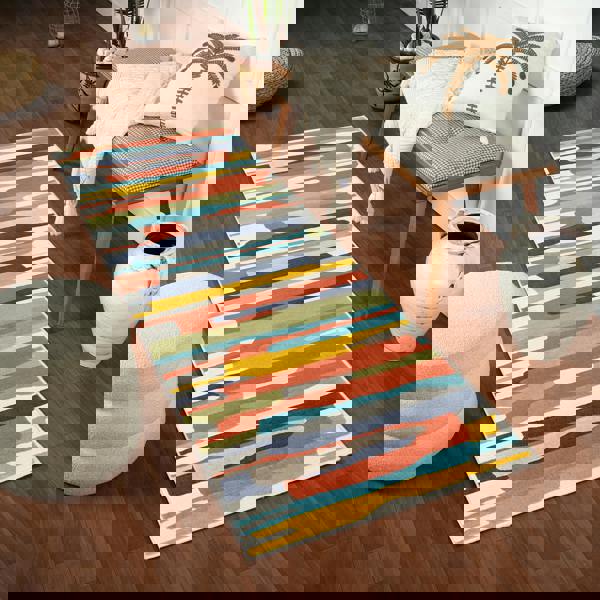 Livabliss City-Modern Orange Yellow Grey Graphic Rug