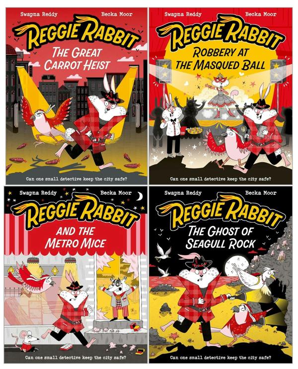 Reggie Rabbit Series 4 Books Set by Swapna Reddy (The Great Carrot Heist, The Ghost of Seagull Rock, The Metro Mice, Robbery at the Masqued Ball)