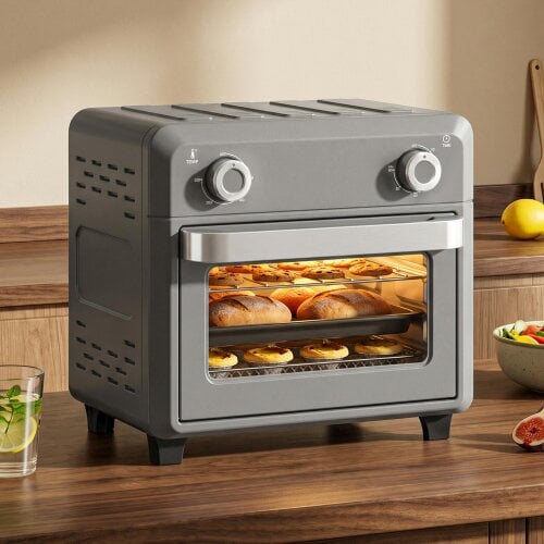 HOMCOM 10L Air Fryer Oven, Mini Oven, Adjustable Temperature,1000W, Grey