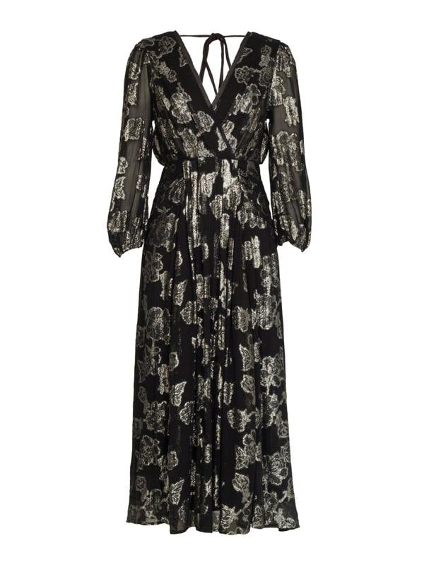 Rose & Nancy Dahlia Black Silver Midi Dress