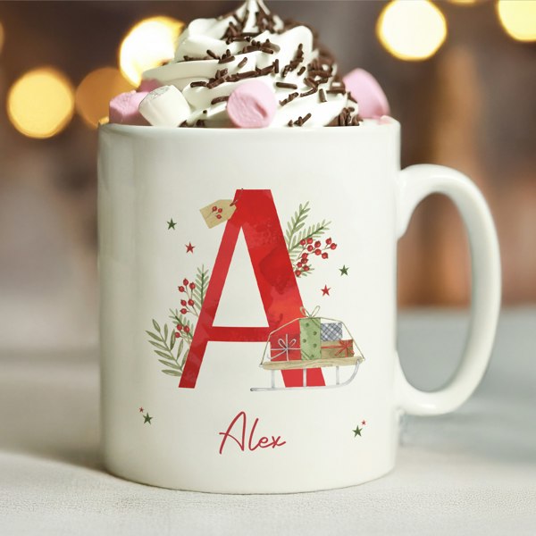 Personalised Memento Company Personalised Christmas Initial Mug