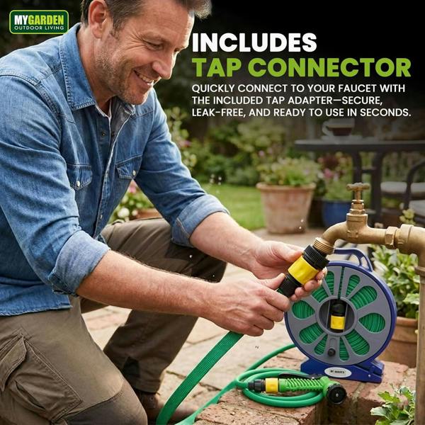 My Garden Outdoor Living My Garden Expandable Garden Hose Pipe 50ft/15m - Flexible Expanding Hose with 7-Mode Spray Gun, Tap Connector & Wind Reel