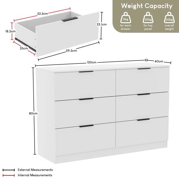 Vida Designs Trega 6 Drawer Chest, Black
