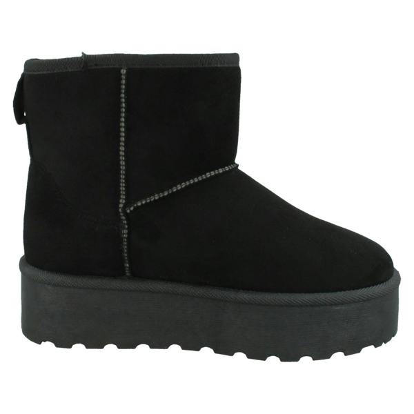 Spot On Ladies Spot On Mid Platform Microsuede Ankle Boots F4464