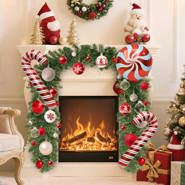 deAO Toys Christmas Garland- 9FT Long Festive Christmas Garland with Decorative Baubles & Balloons