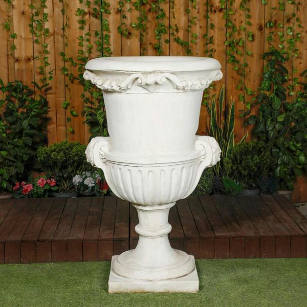 Giant White Floral Design Vase 