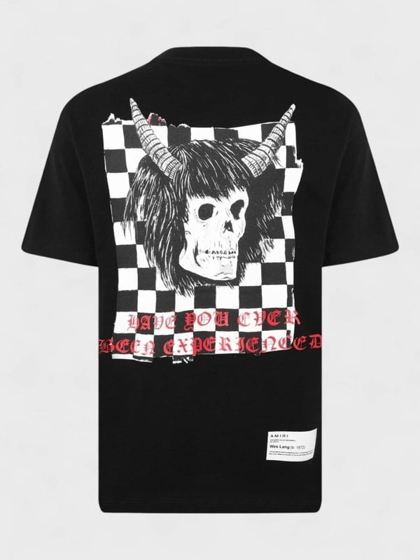 Amiri Wes Lang Checker Skull T Shirt Black