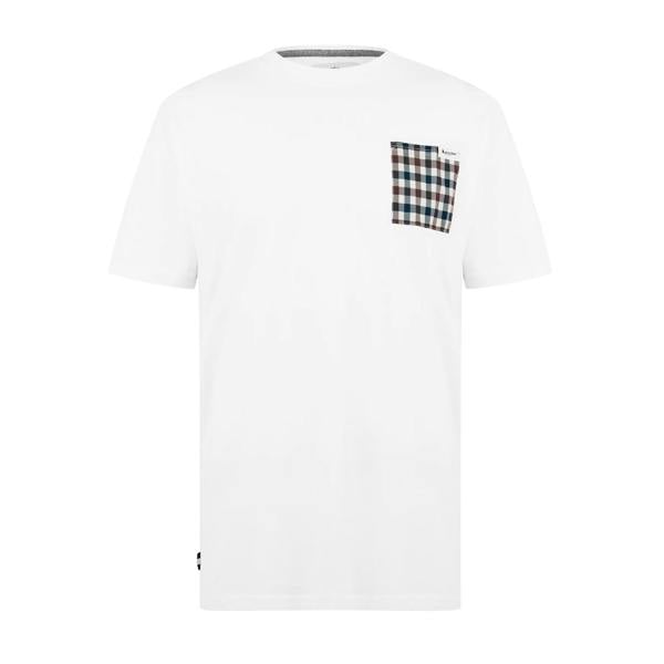 Aquascutum Mens Checked Chest Pocket Active T-Shirt - Optical White - 