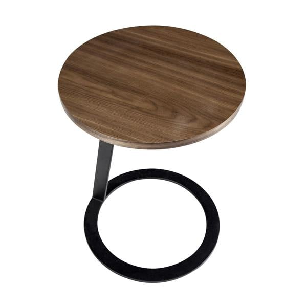Angel Cerdá Round corner table walnut and black steel 2115