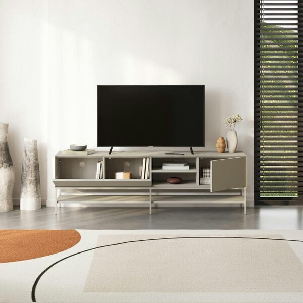 Decortie Amira 180cm Modern TV Stand, Entertainment Centre with Metal Legs & Push-to-Open Doors