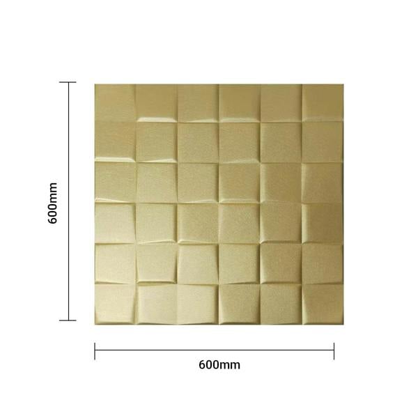 ENER-J Elegant 3D PU Leather Wall Panels - Square Pattern, 600x600mm, 10mm Thickness (Pack of 4) Size: 600 x 600 mm