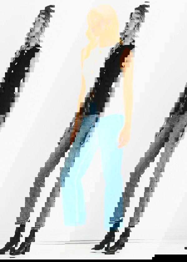 Gini London Black Button Front Compact Knit Waistcoat