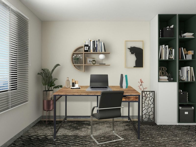 MDA Designs Ottawa Home Office Study Ergonomic  PC Study Writing Desk Table Workstation with Drawer Nutmeg Black
