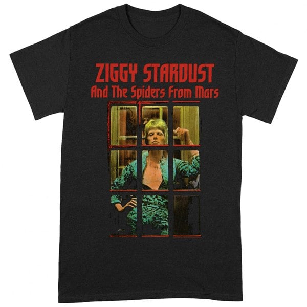 David Bowie Unisex Adult Ziggy Stardust T-Shirt - Black/Red