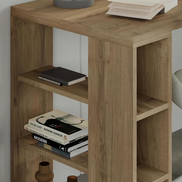Decortie Colmar Modern Desk with Integrated 6-Shelf Bookshelf Storage Width 140cm