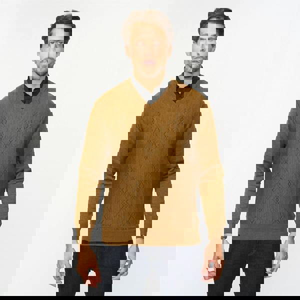 Gabicci G55M07 Fancy Vee Neck Sweater Gabicci Classic NUTMEG