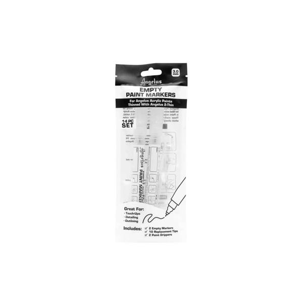 Angelus Empty Paint Markers Set - 3.0mm for Custom Colour Pens 14pc