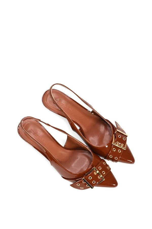 XY LONDON Pointed Toe Kitten Heels With Buckle