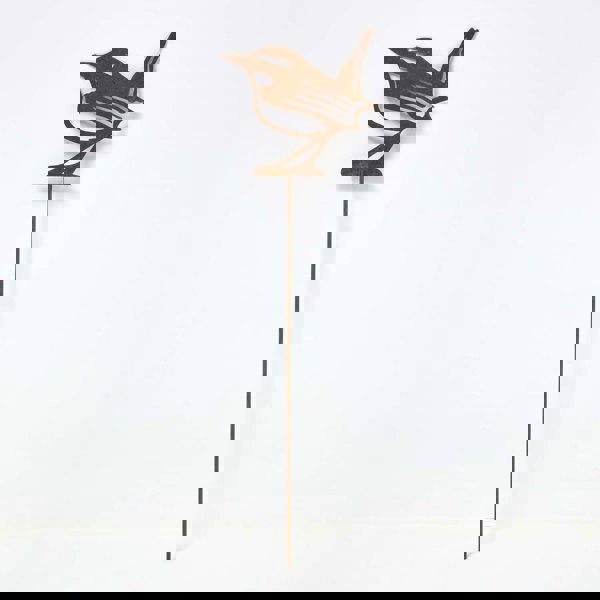 HOMESCAPES Steel Eurasian Wren Garden Stake Decorations, Set of 2