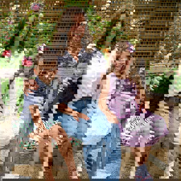 Rachel Riley Pastel Oxford Pleated Stripe Dress