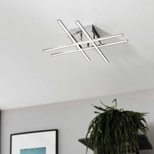 EGLO Lasana 1 LED Contemporary Flush Chrome Ceiling Light