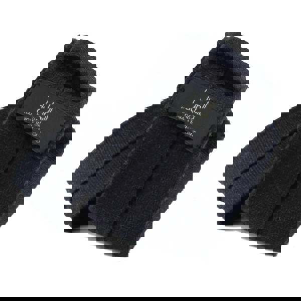 Dunhill selvedge tie in a luxuriously soft wool fabric Striped logo repeat pattern