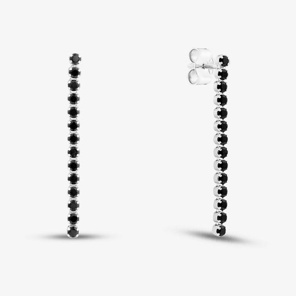 T. H. Baker Sterling Silver Rhodium Plated Black Cubic Zirconia Drop Earrings 8.58.8579