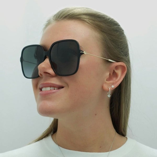 Gucci Sunglasses GG1267S 001 Shiny Black and Gold Grey Gradient