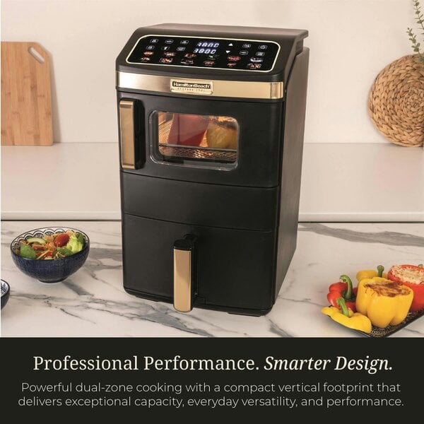 Hamilton Beach Professional DualStack 14.5L Air Fryer Oven - Black & Brushed Brass
