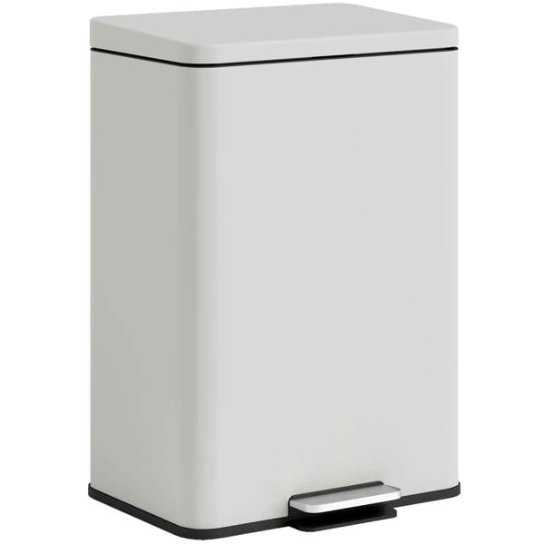 Cream kitchen pedal bin with soft-close lid and foot pedal