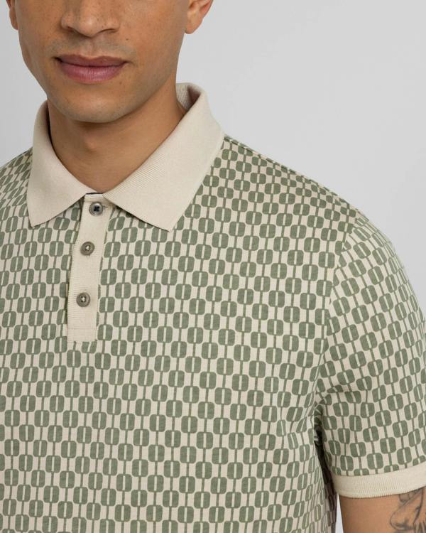 Steel & Jelly Bayley - Retro Geometric Print Polo Shirt