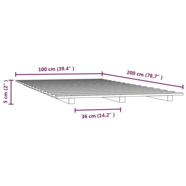 Berkfield Bed Frame 100x200 cm Solid Wood Pine