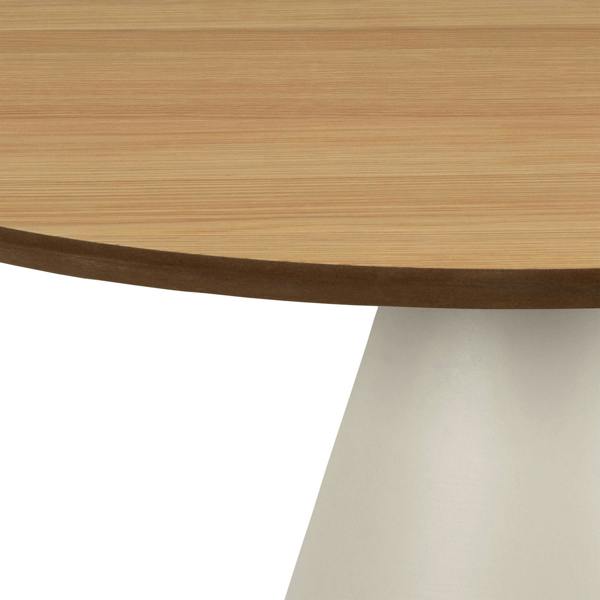 Wyld Haus Hamburg Round Oak Veneer Coffee Table Pillar Steel Base