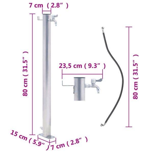 Berkfield Garden Water Column 80 cm Stainless Steel Round