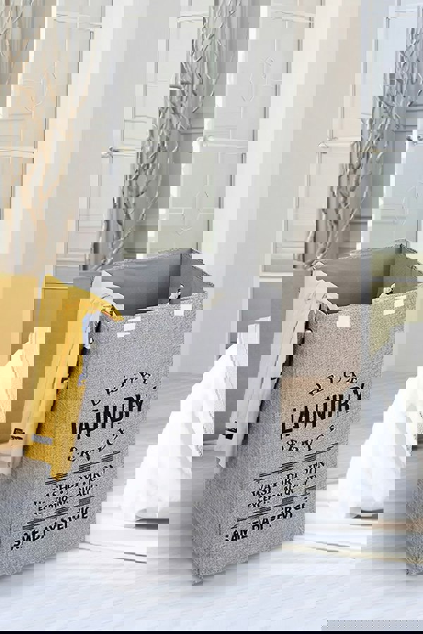 Living and Home Foldable Household Laundry Hamper Laundry Basket With Lid And Rope Handle