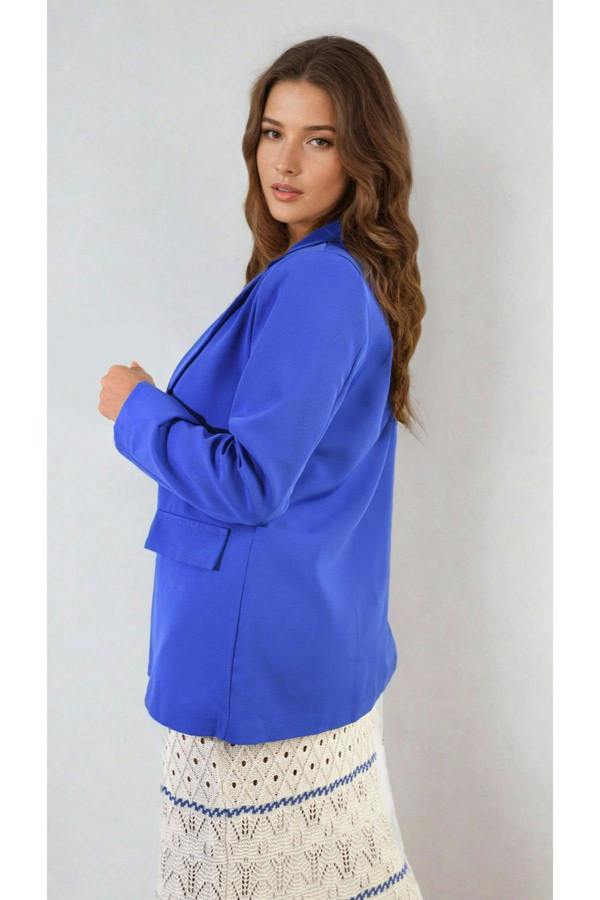 Jemma Open Front Oversized Casual Blazer - Royal