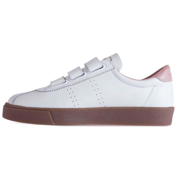 Superga Womens/Ladies 2870 Sport Club S Contrast Detail Leather Trainers - White/Pink Smoke - 
