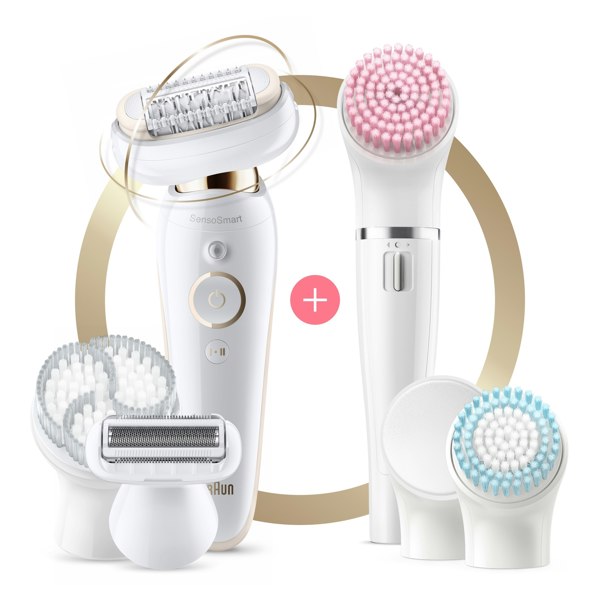 Braun Silk-epil 9 Flex 9-100 Beauty Set - Epilator, Flexible Head, Easier Hair Removal - White/Gold