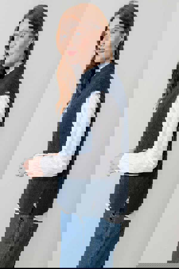 Lily & Me Wallace Pointelle Knit Tank Navy